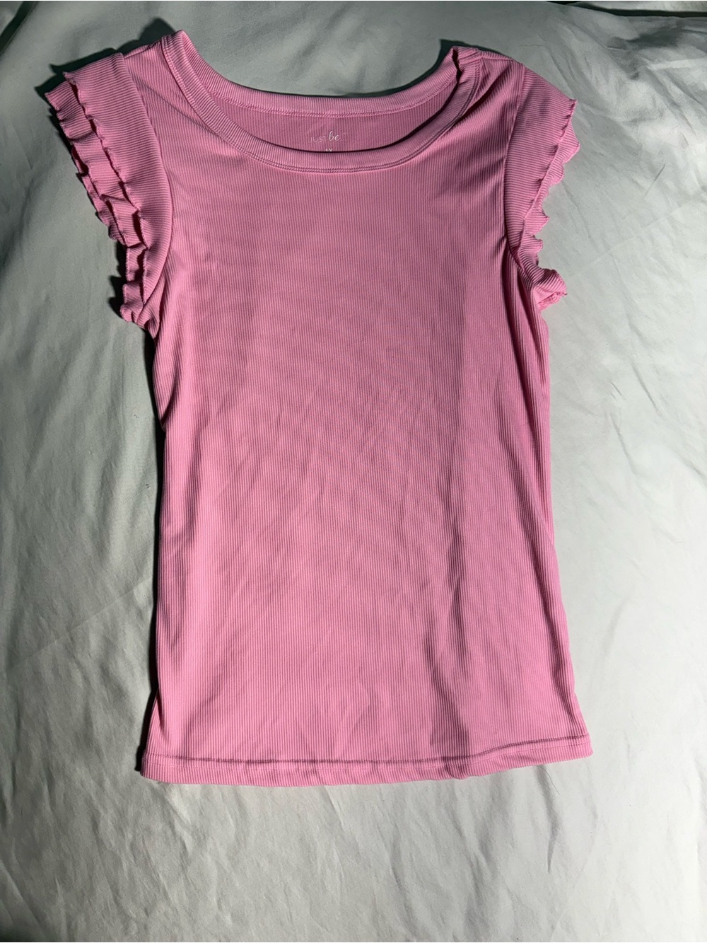 just be Pink Ruffle Sleeve Short Sleeve Tee